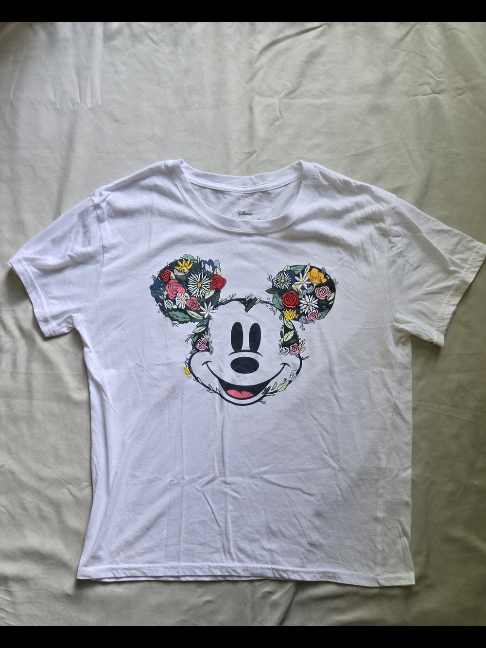 Disney Kids White Floral Mickey Mouse Graphic Tee